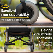 Folding Wheelchair XXL Extra-Wide Bariatric Seat , Aluminium Frame, 150kg Capacity, 24 Inch Wheels, Park Brakes, Black