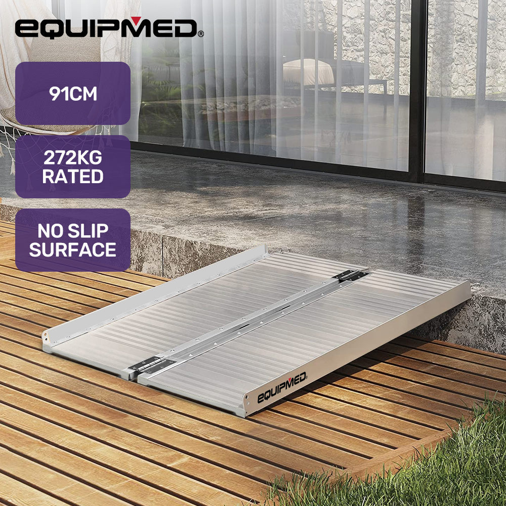1 Foot Ramp 91cm Portable Folding Aluminium Access Ramp, 272kg Rated, for Wheelcha ...