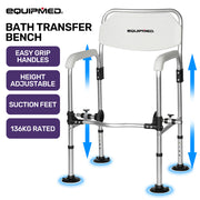 Over Toilet Support Frame Safety Grab Rail Aid, 136kg Capacity, Adjustable Height, Non-Slip Feet and Clamps