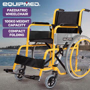 Kids Paediatric Wheelchair, 100kg Rated, 110-140cm Rider Height, Quick Folding, Adjustable Footrests, 22