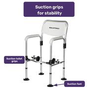 Over Toilet Support Frame Safety Grab Rail Aid, 136kg Capacity, Adjustable Height, Non-Slip Feet and Clamps
