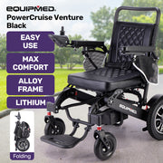Electric Folding Wheelchair, Folding, Long Range, Aluminium Frame, Lithium Battery, Black