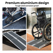 152cm Portable Folding Aluminium Access Ramp 272kg Rated, Black Ultra-Grip, for Wheelchair, Mobility Scooter