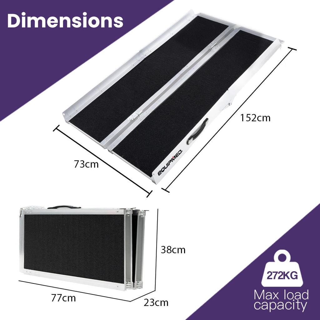 152cm Portable Folding Aluminium Access Ramp 272kg Rated, Black Ultra ...