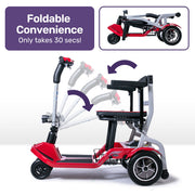 Ultra-Lightweight Folding Electric Mobility Scooter, 19kg with Battery Removed, 120kg Capacity, Long Range, Brushless Motor, Portable, Red