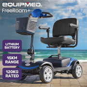 FreeRoam+ Mid-Sized Lithium Fast Easy Charge Mobility Scooter, Blue