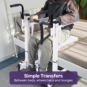 4in1 Patient Lift Transfer Chair, Easy Hydraulic Height Adjustment, Shower Compatible, Over Toilet, Removable Commode, for Seniors Elderly Disabled