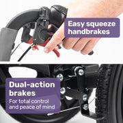 Folding Transit Wheelchair, Lightweight Aluminium for Easy Transport, Grey