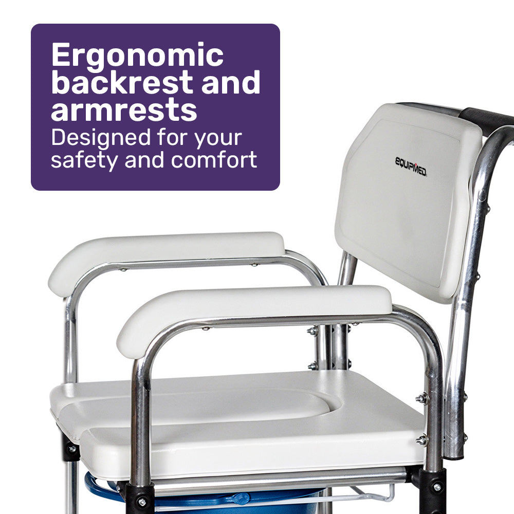 Commode Shower Chair, Over Toilet or Bedside 136kg Capacity Aluminium ...