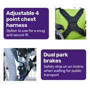 Kids Premium Paediatric Wheelchair, Lightweight Aluminium, 22