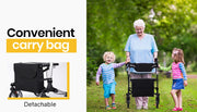 Foldable Aluminium Walking Frame Rollator with Bag and Seat Black