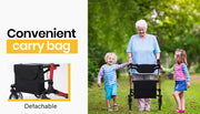 Foldable Aluminium Walking Frame Rollator with Bag and Seat, Red