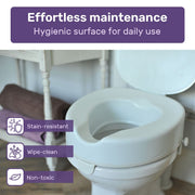 Raised Over Toilet Seat, 10cm Riser, 125kg Capacity, Raiser with Lid, White