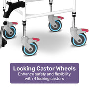 Commode Shower Chair, Over Toilet or Bedside 136kg Capacity Aluminium frame with Wheels, Black