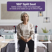 4in1 Patient Lift Transfer Chair, Manual Height Adjustment, Shower Compatible, Over Toilet, Removable Commode, for Seniors Elderly Disabled