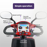 LeisureCruise Extra Large-Sized, High Power, 182kg Capacity Mobility Scooter  - Red