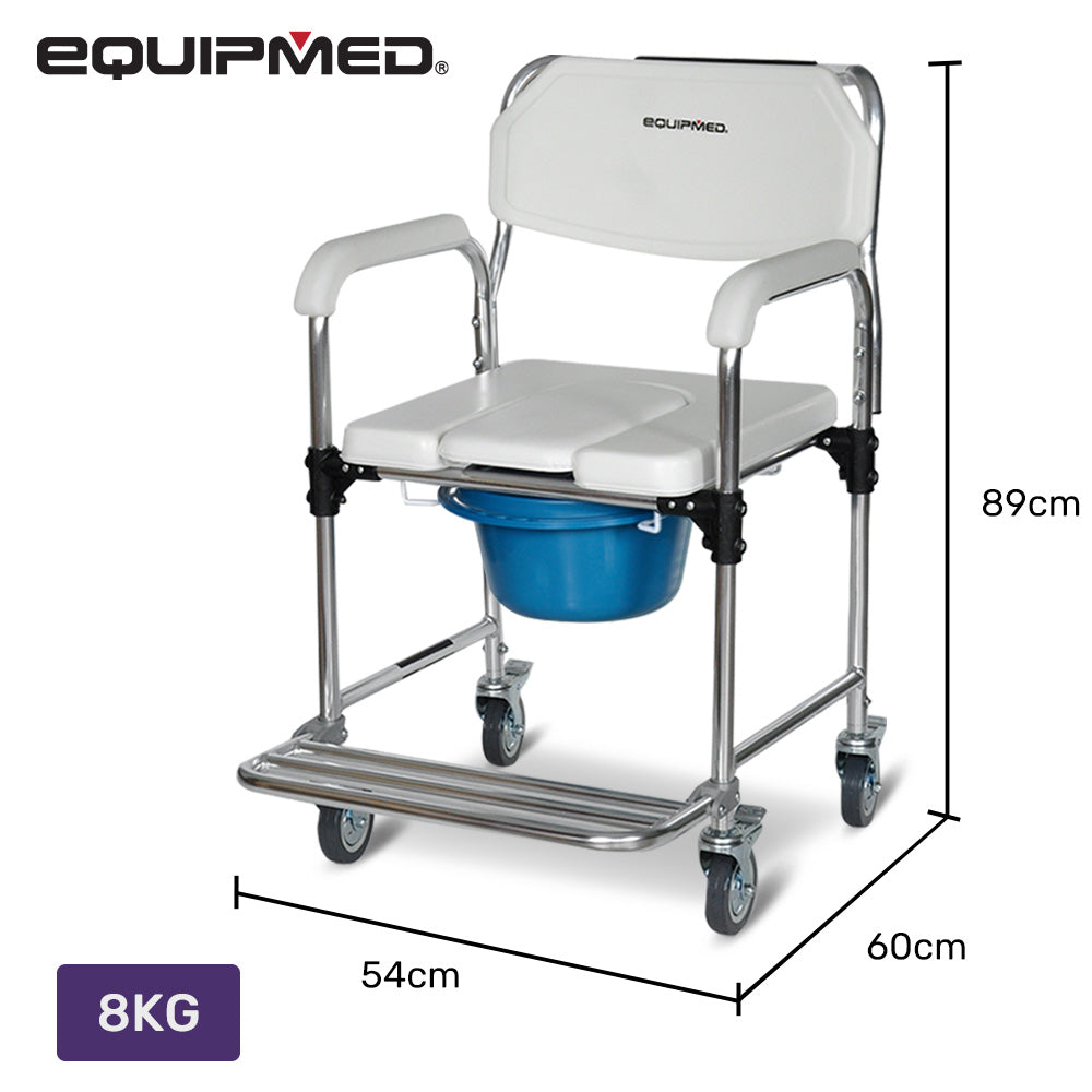 Commode Shower Chair, Over Toilet or Bedside 136kg Capacity Aluminium ...