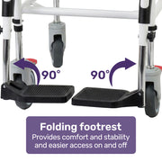 Commode Shower Chair, Over Toilet or Bedside 136kg Capacity Aluminium frame with Wheels, Black