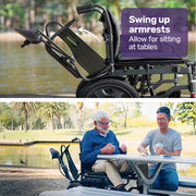 Electric Folding Wheelchair, Wide Bariatric Chair Seat, Comfortable for S-XL, Long Range, Lithium Battery, Black/Grey