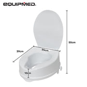 Raised Over Toilet Seat, 10cm Riser, 125kg Capacity, Raiser with Lid, White