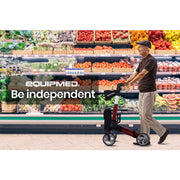 Foldable Aluminium Walking Frame Rollator with Bag and Seat, Red