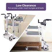 4in1 Patient Lift Transfer Chair, Manual Height Adjustment, Shower Compatible, Over Toilet, Removable Commode, for Seniors Elderly Disabled