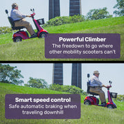 LeisureCruise Extra Large-Sized, High Power, 182kg Capacity Mobility Scooter  - Red
