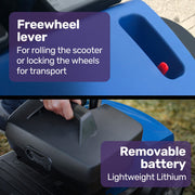 FreeRoam+ Mid-Sized Lithium Fast Easy Charge Mobility Scooter, Blue