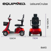 LeisureCruise Extra Large-Sized, High Power, 182kg Capacity Mobility Scooter  - Red