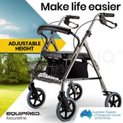 Foldable Rollator Walking Frame Outdoor Indoor Mobility Walker Aids