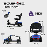 FreeRoam Mid-Sized Foldable Electric Motorised Mobility Scooter - Blue