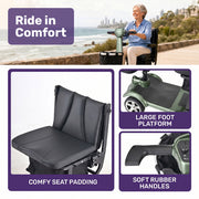 EQUIPMED SmartPacer+ Ultra-Lightweight Mobility Scooter, Li-ion Battery, Foldable, Airline Approved, 120kg Capacity, Green