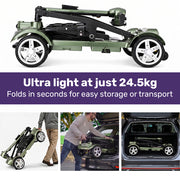 EQUIPMED SmartPacer+ Ultra-Lightweight Mobility Scooter, Li-ion Battery, Foldable, Airline Approved, 120kg Capacity, Green