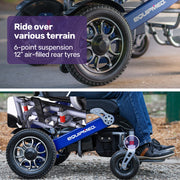 Electric Folding Wheelchair Power, Long Range, Folding, Aluminium Frame, Lithium Battery, Blue