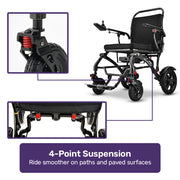 EQUIPMED C2X Carbon Fibre Ultra-Lightweight Electric Wheelchair, Extra Wide Seat, 130kg Capacity, 25km Range, 20.5kg Battery Removed, Suspension, Foldable