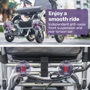 Power Electric Wheelchair, Long Range, Alloy, Remote Control, Lithium Battery, Black/Silver