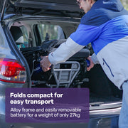 Electric Folding Wheelchair Power, Long Range, Folding, Aluminium Frame, Lithium Battery, Blue