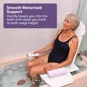 EQUIPMED Motorised Bath Lift Chair, Electric Battery Operated Reclining Seat, Bathing Aid for Elderly & Disabled, 136kg Capacity, White