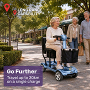 EQUIPMED SmartPacer+ Ultra-Lightweight Mobility Scooter, Li-ion Battery, Foldable, Airline Approved, 120kg Capacity, Blue