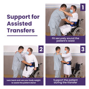 PRE-ORDER Equipmed Adjustable Patient Transfer Gait Belt with 7 Handles, Walking & Mobility Support, Blue