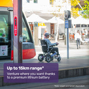 Electric Folding Wheelchair Power, Long Range, Folding, Aluminium Frame, Lithium Battery, Blue