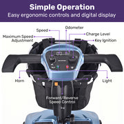EQUIPMED SmartPacer+ Ultra-Lightweight Mobility Scooter, Li-ion Battery, Foldable, Airline Approved, 120kg Capacity, Blue
