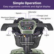 EQUIPMED SmartPacer+ Ultra-Lightweight Mobility Scooter, Li-ion Battery, Foldable, Airline Approved, 120kg Capacity, Green