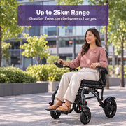 EQUIPMED C2X Carbon Fibre Ultra-Lightweight Electric Wheelchair, Extra Wide Seat, 130kg Capacity, 25km Range, 20.5kg Battery Removed, Suspension, Foldable