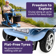 EQUIPMED SmartPacer+ Ultra-Lightweight Mobility Scooter, Li-ion Battery, Foldable, Airline Approved, 120kg Capacity, Blue