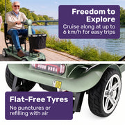 EQUIPMED SmartPacer+ Ultra-Lightweight Mobility Scooter, Li-ion Battery, Foldable, Airline Approved, 120kg Capacity, Green
