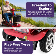 EQUIPMED SmartPacer+ Ultra-Lightweight Mobility Scooter, Li-ion Battery, Only 19kg, Foldable, Airline Approved, 120kg Capacity, Red