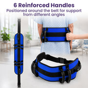 PRE-ORDER Equipmed Adjustable Patient Transfer Gait Belt with 7 Handles, Walking & Mobility Support, Blue