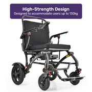 EQUIPMED C2X Carbon Fibre Ultra-Lightweight Electric Wheelchair, Extra Wide Seat, 130kg Capacity, 25km Range, 20.5kg Battery Removed, Suspension, Foldable