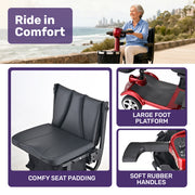 EQUIPMED SmartPacer+ Ultra-Lightweight Mobility Scooter, Li-ion Battery, Only 19kg, Foldable, Airline Approved, 120kg Capacity, Red